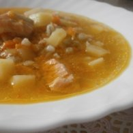 Перловый суп с рыбой